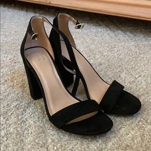 Black strap heels